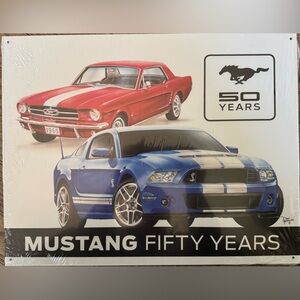 Ford Mustang Artwork - Blue and Red Muscle Cars